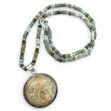 Flower Fossil Coral Solid 925 Sterling Silver Pendant Necklace