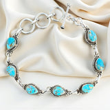 Kingman Blue Copper Turquoise Solid 925 Sterling Silver Bracelet