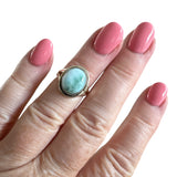 Caribbean Larimar Solid 925 Sterling Silver Ring 4