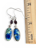 Blue Bird Azurite & Amethyst Solid 925 Sterling Silver Earrings