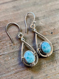 Caribbean Larimar Solid 925 Sterling Silver Earrings
