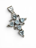 CROSS Blue Topaz Solid 925 Sterling Silver Pendant