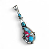 Kingman Cotton Candy Turquoise Solid 925 Sterling Silver Pendant