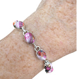 Kingman Pink Dahlia Turquoise Solid 925 Sterling Silver Bracelet