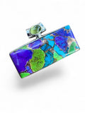 Kingman Blue, Green, Purple Turquoise Solid 925 Sterling Silver Pendant