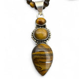Tiger Eye Solid 925 Sterling Silver Pendant Necklace