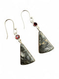 Pyrite & Garnet Solid 925 Sterling Silver Earrings