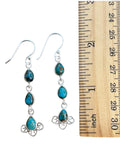 Kingman Blue Copper Turquoise Solid 925 Sterling Silver Earrings