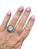 Rainbow Moonstone Solid 925 Sterling Silver Ring 6