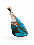 Kingman Turquoise & Oyster Solid 925 Sterling Silver Pendant