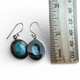 Number 8 Mine Turquoise Solid 925 Sterling Silver Earrings