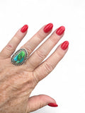 Kingman Peacock Dahlia Solid 925 Sterling Silver Ring 8