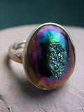 Titanium Aura Druzy Solid 925 Sterling Silver Ring 6