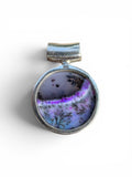 Purple Dendritic Opal & Amethyst Solid 925 Sterling Silver Pendant