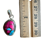 Kingman Cotton Candy Turquoise Solid 925 Sterling Silver Pendant