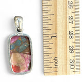 Kingman Pink Dahlia Turquoise Solid 925 Sterling Silver Pendant