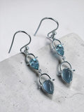 Blue Topaz Solid 925 Sterling Silver Earrings