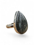 Pyrite in Agate Solid 925 Sterling Silver Ring 8