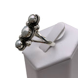 Triple Pearl Solid 925 Sterling Silver Ring 7.5