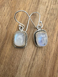 Rainbow Moonstone Solid 925 Sterling Silver Earrings