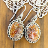 Crazy Lace Agate oval Solid 925 Sterling Silver Earrings