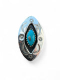 Kingman Turquoise Shadow Box Solid 925 Sterling Silver Ring 6