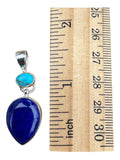 Blue Lapis & Turquoise Solid 925 Sterling Silver Pendant
