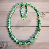 Moss Agate Graduated Beaded Necklace – 18” Natural  Gemstone Jewelry, Handcrafted