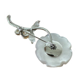 ROSE Mother of Pearl Solid 925 Sterling Silver Brooch Pendant