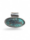 Tibetan Turquoise & Peridot Solid 925 Sterling Silver Pendant