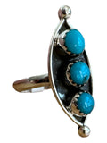 Kingman Turquoise Solid 925 Sterling Silver Ring 7
