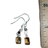 Citrine & Garnet Solid 925 Sterling Silver Earrings
