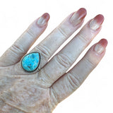 Kingman Turquoise Solid 925 Sterling Silver Ring 7