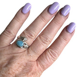 Larimar Solid 925 Sterling Silver Ring Adjustable
