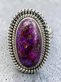 Kingman Purple Mojave Turquoise Solid 925 Sterling Silver Ring 10