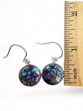 Kingman Purple Blue Turquoise Solid 925 Sterling Silver Earrings