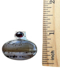 Montana Agate & Garnet Solid 925 Sterling Silver Pendant