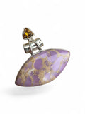 Phosphosiderite & Citrine Solid 925 Sterling Silver Pendant