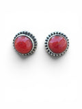 Italian Coral Solid 925 Sterling Silver Stud Earrings
