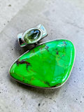 Kingman Green Mojave Turquoise & Peridot Solid 925 Sterling Silver Pendant