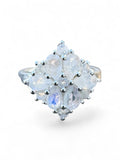 Faceted Rainbow Moonstone Solid 925 Sterling Silver Ring 6