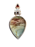 Imperial Jasper & Garnet Solid 925 Sterling Silver Pendant