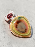 Royal Imperial Jasper & Garnet Solid 925 Sterling Silver Pendant