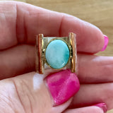 Larimar Solid 925 Sterling Silver Ring 4.5