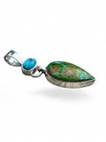 Kingman Blue & Green Mojave Turquoise Solid 925 Sterling Silver Pendant