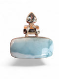 Caribbean Larimar & Blue Topaz Solid 925 Sterling Silver Pendant