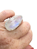 Faceted Rainbow Moonstone Solid 925 Sterling Silver Ring 7