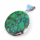 Kingman Green Mojave Turquoise Solid 925 Sterling Silver Pendant
