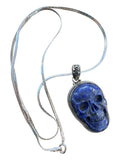 Skull Blue Lapis Solid 925 Sterling Silver Pendant with chain