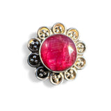FLOWER Ruby Solid 925 Sterling Silver Ring 8